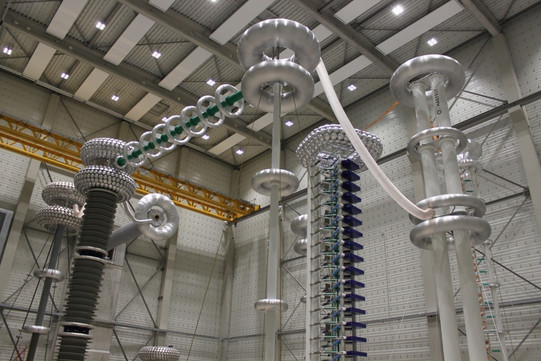 Interior view HVDC test centre with HV equipment