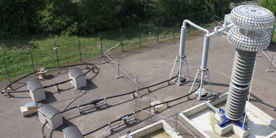 Aerial view of the HCTS with a cable as the test object