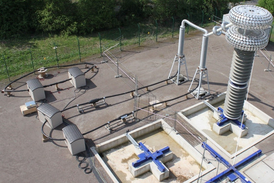 Aerial view of the HCTS with a cable as the test object